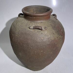 時代　古備前　三耳壺　/　時代物　備前焼　壺　飾壺　花器　花生け　見立て　.2501