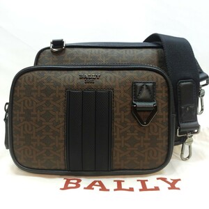 【近年/未使用】バリー BALLY 3×2way ショルダーバッグ ウエストポーチ ボディバッグ メンズ レザー 革 斜め掛け Bモノグラム ロゴ金具 黒