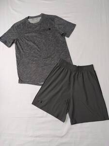 UNDER ARMOUR アンダーアーマー Tシャツ 1303705 グレー 美品 ハーフパンツ MTR3158 グレー 美品 上下セット size M