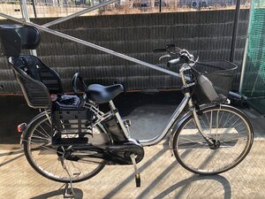 P2　中古電動アシスト自転車 1円売切り！パナソニック ビビDX 二人乗り シルバー 配送エリア内は送料3800円でお届けします