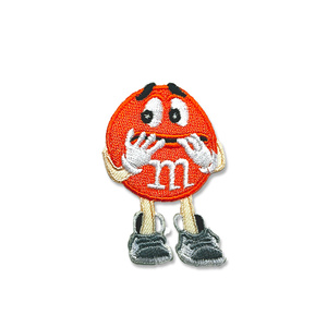 ミニワッペン M&M オレンジ (3.9x5.8cm) [MW113] 手芸 パッチワーク アメ雑 アメリカン雑貨 エムアンドエム