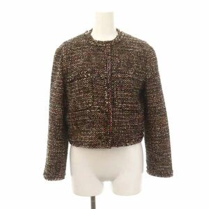 セオリー Theory 22AW AUTUMN TWEED SH CROP JKT T ノーカラージャケット ツイード 2 マルチカラー /DF ■OS ■SH レディース