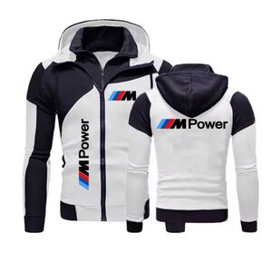 BMW M POWERフード付き自転車スウェットシャツ,ジッパー付きセーターS〜3XL /カラー選択可