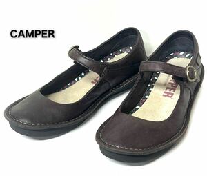 CAMPER★カンペール★（35）レディース 本革 レザー フラット シューズ 靴/ダークブラウン 美品