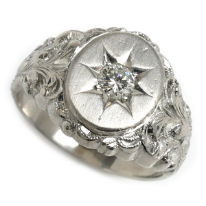 Pt900プラチナ リング・指輪 ダイヤモンド0.22ct 18号 14.0g メンズ 中古 美品