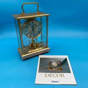 【B0047P016】SEIKO 置き時計 DECOR QW814G 当時のカタログ付き セイコー デコール アナログ時計 置時計 上品 インテリア