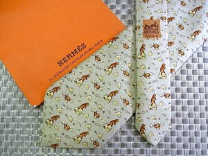 ♪35525C♪良品【ビーバー 動物 柄】エルメス【HERMES】ネクタイ