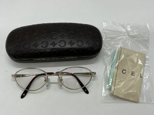 【中古品】 CELINE セリーヌ 眼鏡 メガネ 度入り vo1202j 52□17 col.300p TITANIUM ケース付き