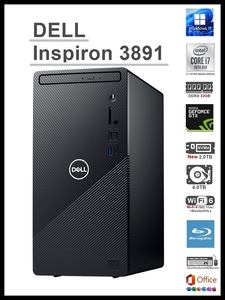 ★DELL Inspiron3891/i7-10700 8コア/RAM 32GB/新品 NVMe SSD 2TB/HDD 4TB/GTX1650SUPER 4GB/Wi-Fi6/Blu-ray/USB3.2/Win11Pro/Office2021★