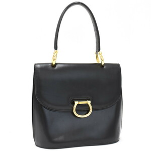 1円 ◆極美品 CELINE セリーヌ ハンドバッグ トップハンドル ダブルフラップ レザー ブラック ヴィンテージ◆K.Cmmr.tI-dms17