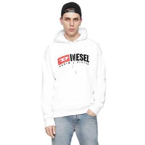 * DIESEL S-DIVISION ディーゼル スウェット パーカー プリント ロゴ フーディー White / L *