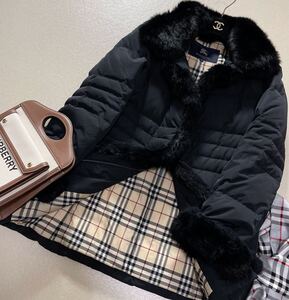 ★超美品★ バーバリー BURBERRY バーバリーロンドン ダウンコート ダウンジャケット ノバチェック 極暖 ダウン90% 旅行 通勤 ブラック 38