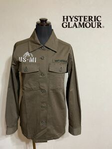 【良品】 HYSTERIC GLAMOUR ヒステリックグラマー ミリタリーシャツ トップス レディース フリーサイズ 長袖 カーキ 日本製 0143AH