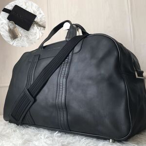 極美品●フェラガモ Salvatore Ferragamo ボストンバッグ 旅行かばん 2way メンズ ビジネス 大容量 出張 レザー 本革 黒 ブラック 鍵付き