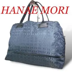 美品　HANAE MORI ミニボストンバッグ　ナイロン　ブラック　総柄