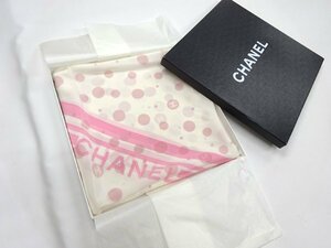 【未使用タグ付】シャネル CHANEL スカーフ イタリア製 シルク100％ ピンク ドット ロゴ ココマーク