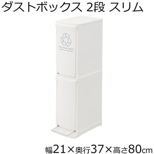 ダストボックス 2段 ゴミ箱 ごみ箱 分別 縦型 スリム ホワイト幅21 奥行37 高さ80cm