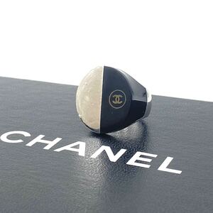 CHANEL シャネル　ココマーク　指輪　リング　シルバー　ブラック　 ヴィンテージ　バイカラー　13号　　KL1032