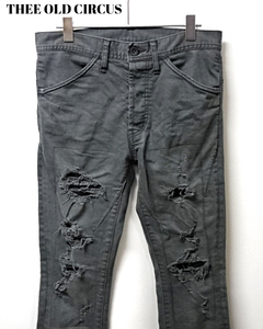 0 ¥44,000【THEE OLD CIRCUS ジオールドサーカス Soloist ストレッチFAK カスタムリペア加工 N-1ブーツカットパンツ STL 8389 ソロイスト】