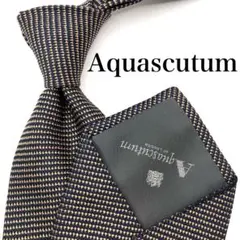 【極美品】Aquascutum ネクタイ 織柄 光沢感 ネイビー ベージュ