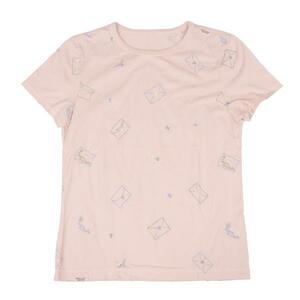 マドモアゼルノンノンMademoiselle NON NON コットンレター刺繍Tシャツ ピンクM