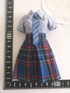 4r1206 ドール用 エンジェルズガーデン 制服 学校 スクール チェック スカート ワンピース 27cmドール momoko バービー ジェニー 1/6ドール