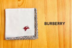 バーバリーハンカチ　BURBERRYハンカチ　バーバリー　ハンカチ　新品　ノバチェック　ホークスマーク刺繍　刺繍　レア
