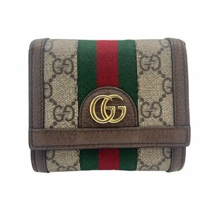 KS USED GUCCI グッチ 二つ折り オフィディア GGスプリーム 598662 シェリーライン 財布 オフディア コンパクト ウォレット 箱 布袋付