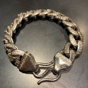 SILVER925 BIG SIZE FLAT LINK CHAIN S FOOK BRACELET /シルバー/ブレスレット