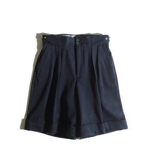 M7786z8　▼SCYE BASICS サイベーシックス▼　Wool Cashmere Shorts ウールカシミヤ アジャスター付き ショートパンツ ネイビー 38 秋冬