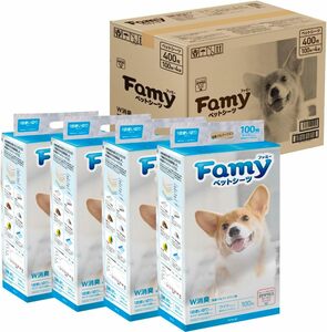 Famy ファミー ペットシーツ うす型 薄型 1回使い切りタイプ ワイド 400枚入り（100枚入り×4）