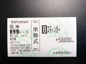 １９９９年 第５９回 桜花賞 スティンガー 単勝馬券 ＪＲＡ東京購入