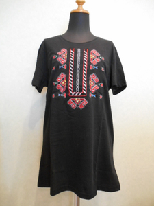 ブルガリア Tシャツ 刺繍 モチーフ ブラック 黒 L 半袖 191L