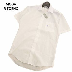 【新品 未使用】 MODA RITORNO モダリトルノ 半袖 スタンダード ワイシャツ ドレスシャツ Sz.L　メンズ 白 ビジカジ　C4T06688_7#A