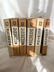 ● 原色日本植物図鑑 上中下巻 揃い 原色日本鳥類図鑑 原色日本樹木図鑑 原色熱帯魚図鑑 6冊セット 保育社 北村四郎 牧野信司 古本 函入り