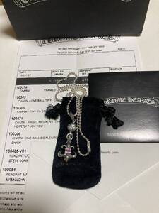 1円美品 CHROME HEARTS クロムハーツ 1ボールBSフレアーチャームパヴェ/ボールチェーン20インチ シルバー925 USED インボイスコピー他付属