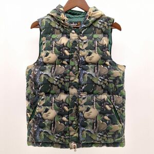 A BATHING APE ダウンベスト グリーン カモフラージュ柄 SIZE M メンズ アベイシング エイプ ◆3109/宮竹店