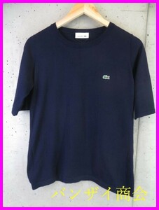 【送料300円可】5090b14◆美品です◆LACOSTE ラコステ 薄手ハイゲージ 半袖ニットセーター 38/カーディガン/ジャケット/ポロシャツ/ゴルフ