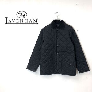 1I2044-G-N◆ LAVENHAM ラベンハム キルティングジャケット コーデュロイ スナップボタン ◆ size36 ブラック ナイロン ポリエステル