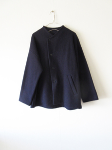 美品 NATURAL LAUNDRY / ナチュラルランドリー 7214C-001 プレスウールカーディガン 2 NAVY / ジャケット レディース