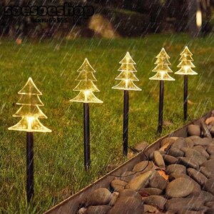 クリスマスツリー ライト LEDイルミネーションライト ソーラー Christmas ナイトライト 5点セット 防雨屋外 ガーデンライト クリスマス
