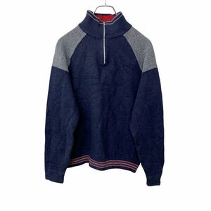 TOMMY HILFIGER プルオーバー ニットセーター Lサイズ トミーヒルフィガー ハーフジップ グレー ネイビー 古着卸 アメリカ仕入 t2202-4654