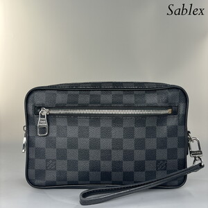 1円【超極美品/RFID】LOUIS VUITTON ルイヴィトン/セカンドバッグ N41664 ダミエ グラフィット ポシェット カサイ 黒 ブラック メンズ