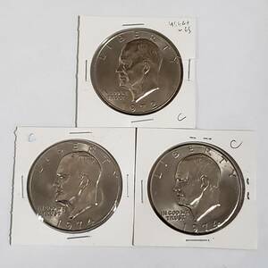 1972D, 1974, 1974D　 アメリカ 　ダラー　Eisenhower Dollars　3枚　セント　超美品　まとめ対応　