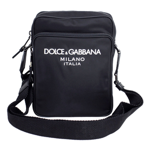 ドルチェ&ガッバーナ DOLCE&GABBANA 斜め掛けショルダーバッグ ラバー加工ロゴ ナイロン ブラック/ホワイト BM2294 AG182 8B956