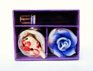 SALE【条件付送料無料】☆新品☆お香＆花キャンドル＆象の香立 ギフトセット　紫Lavender