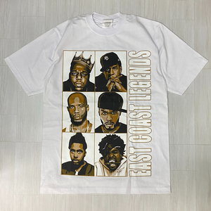 LA発 【XL】 EAST COAST LEGENDS 東海岸 アンダーグラウンド グラフィック ヘビーウェイト 半袖 Tシャツ 白 HIPHOP ヒップホップ