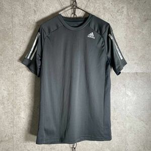 美品 Adidasアディダス climacool 半袖Tシャツ パフォーマンスロゴ 黒ブラック サイズ160 スポーツランニングヨガウェア