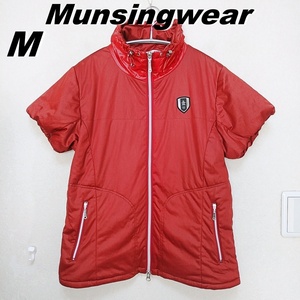 Munsingwear 　ストレッチ　中綿ジャケット　半袖　ベストとしても　レディースM　赤　マンシング　ゴルフ　211123-05