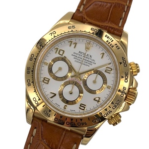 ロレックス ROLEX コスモグラフデイトナ A番 クロコダイルレザー 16518 ゴールド K18YG/革ベルト 腕時計 メンズ 中古